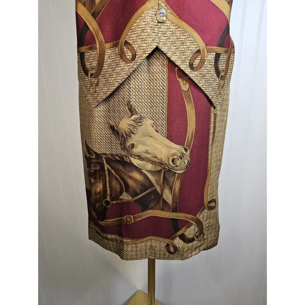 Cambridge‎ Dry Good Vintage Vest & Skirt Set Size XS/S Equestrian Rayon Horses